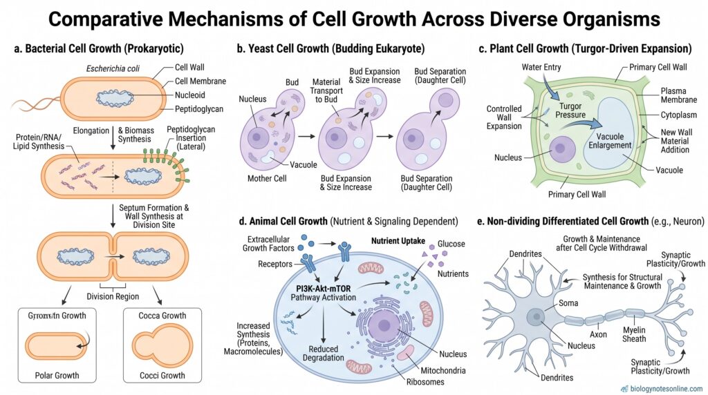 Cell Growth: Definition, Process, Regulation and Factors 4 Diagram showing Cell Growth in Different Types of Cells