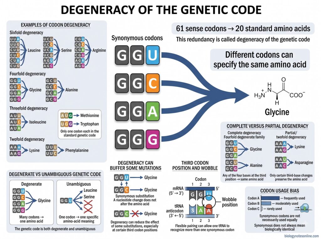 Genetic Code – Definition, Codon Table, Properties, and Examples 5 Degeneracy of the Genetic Code
