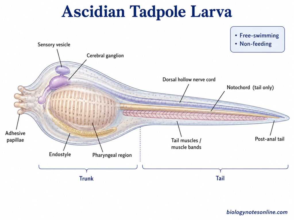 Diagram showing Chordate Features in the Larva