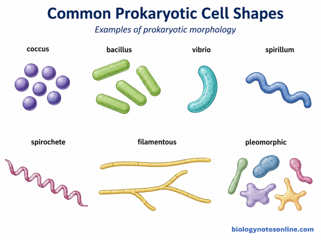 Diagram showing Common Prokaryotic Cell Shapes