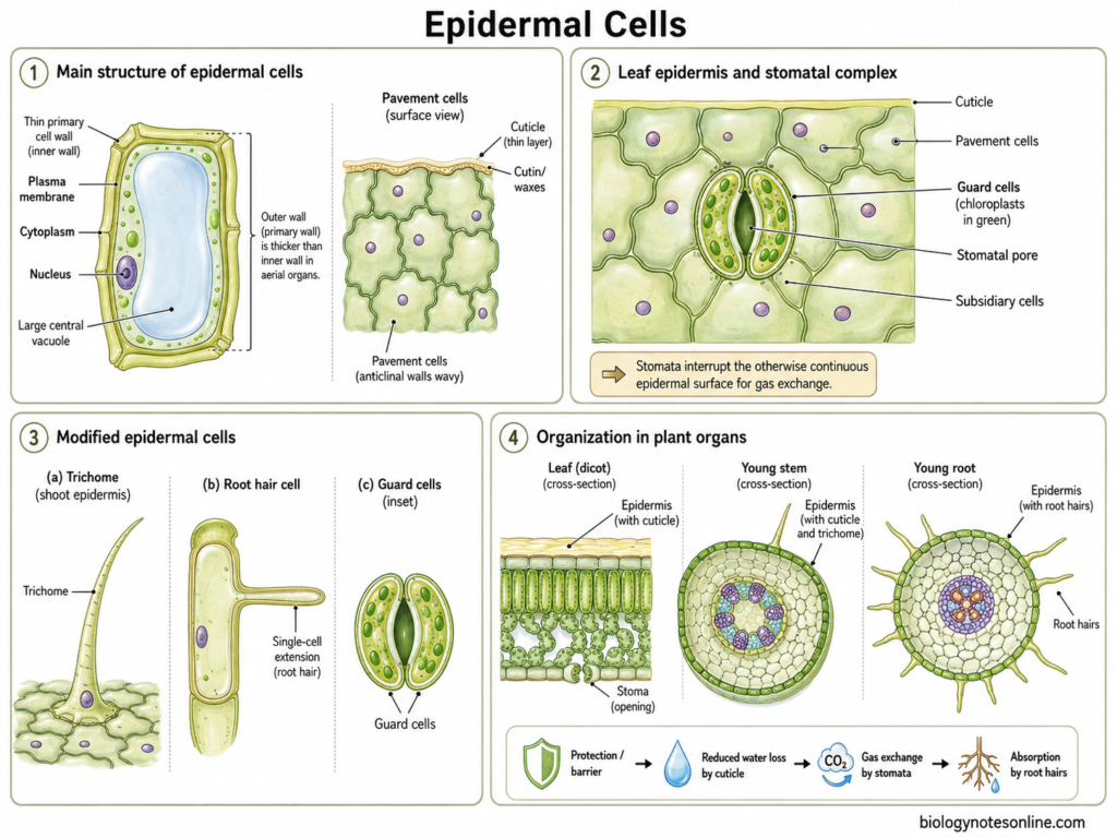 Diagram showing Epidermal Cells