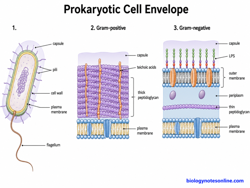 Diagram showing Prokaryotic Cell Envelope