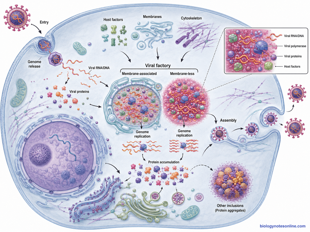Diagram showing How Do Viral Inclusion Bodies Form