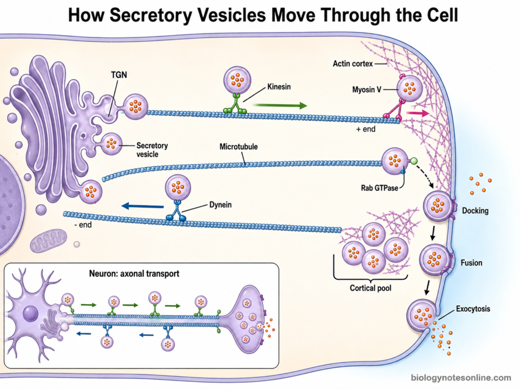 How Secretory Vesicles Move Through the Cell