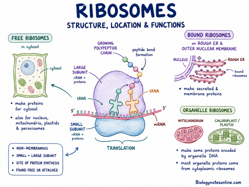 Labelled diagram showing Ribosomes
