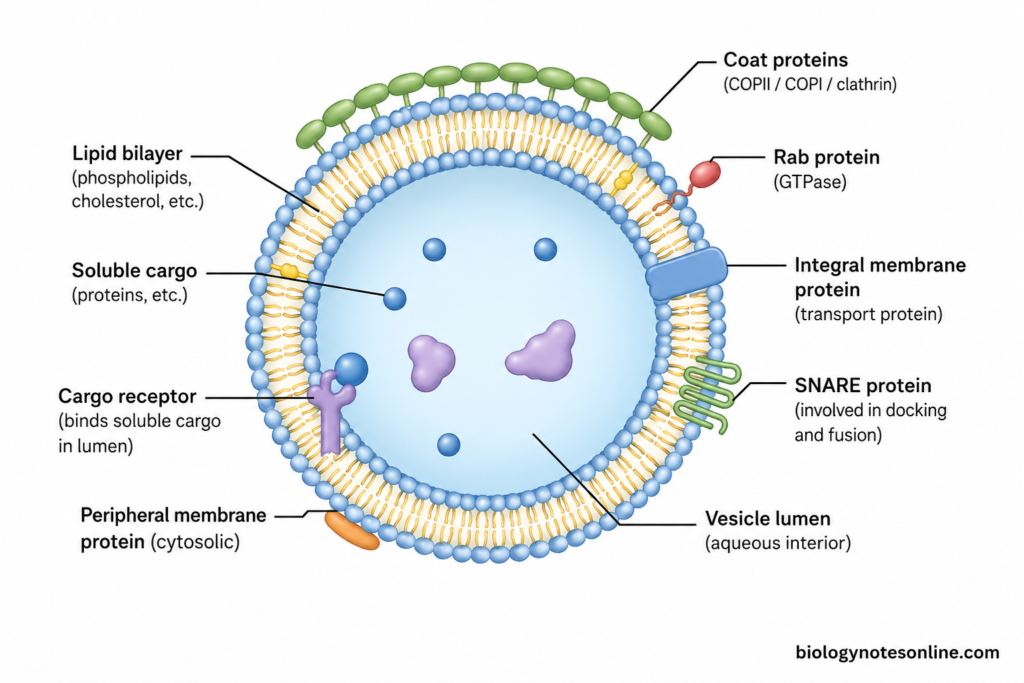 Labelled diagram showing Structure and Composition of Vesicles