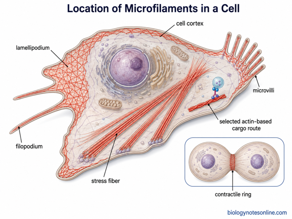 Microfilaments: Definition, Structure, Functions & Formation 5 Location of Microfilaments in a Cell