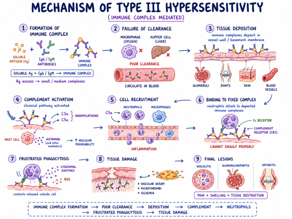 Mechanism of Type III (Immune Complex) Hypersensitivity