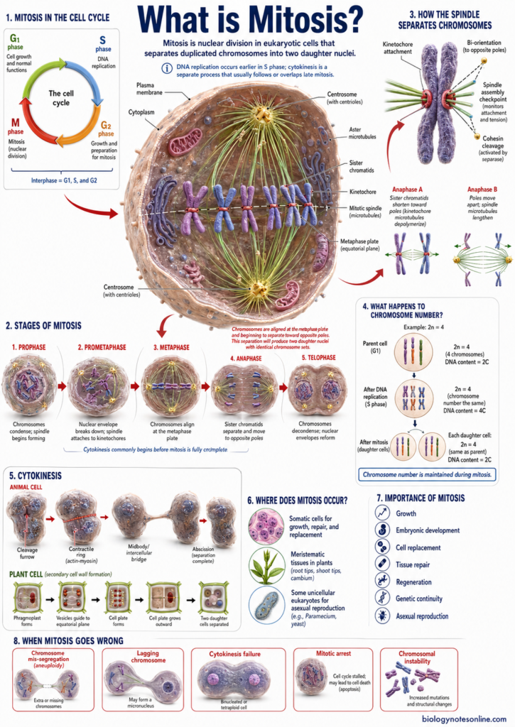 Mitosis - Definition, Stages, Process, and Importance 9 Mitosis infographic poster
