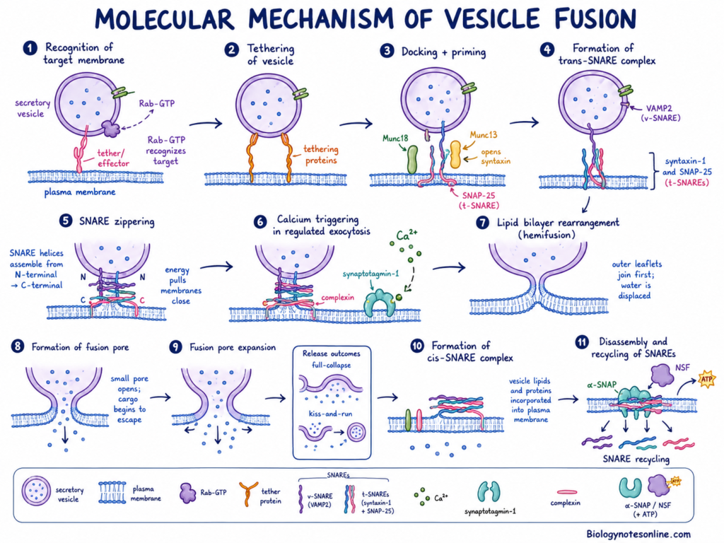 Schematic diagram showing Molecular Mechanism of Vesicle Fusion