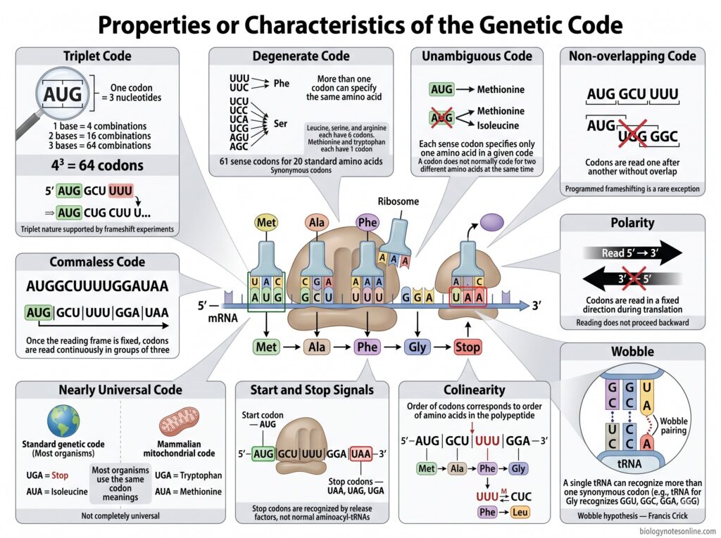 Genetic Code – Definition, Codon Table, Properties, and Examples 2 Properties or Characteristics of the Genetic Code