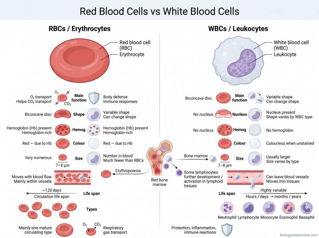 Red Blood Cells (RBCs): Definition, Structure, Functions, Formation and Life Cycle 10 Diagram of Red Blood Cells vs White Blood Cells