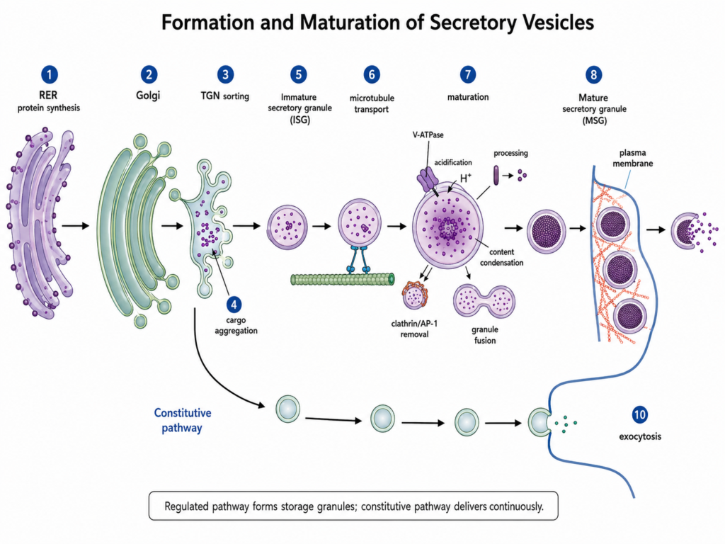 Formation and Maturation of Secretory Vesicles