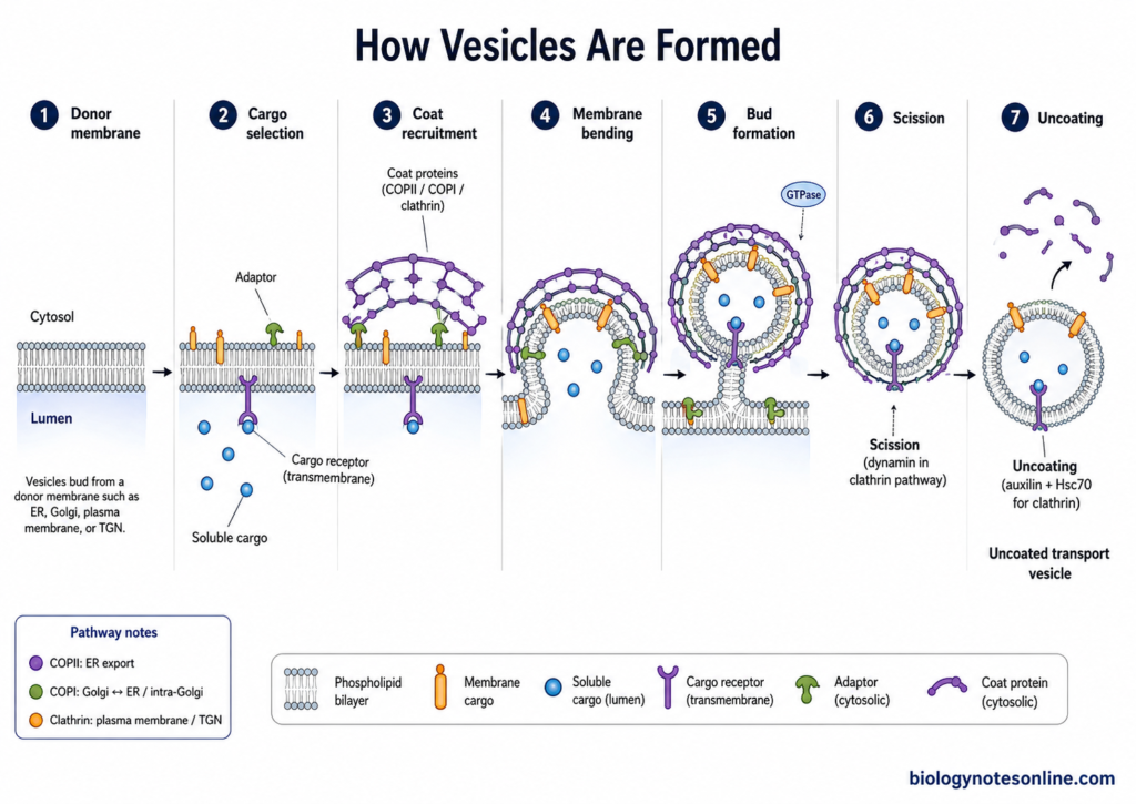 Schematic diagram showing How Are Vesicles Formed?