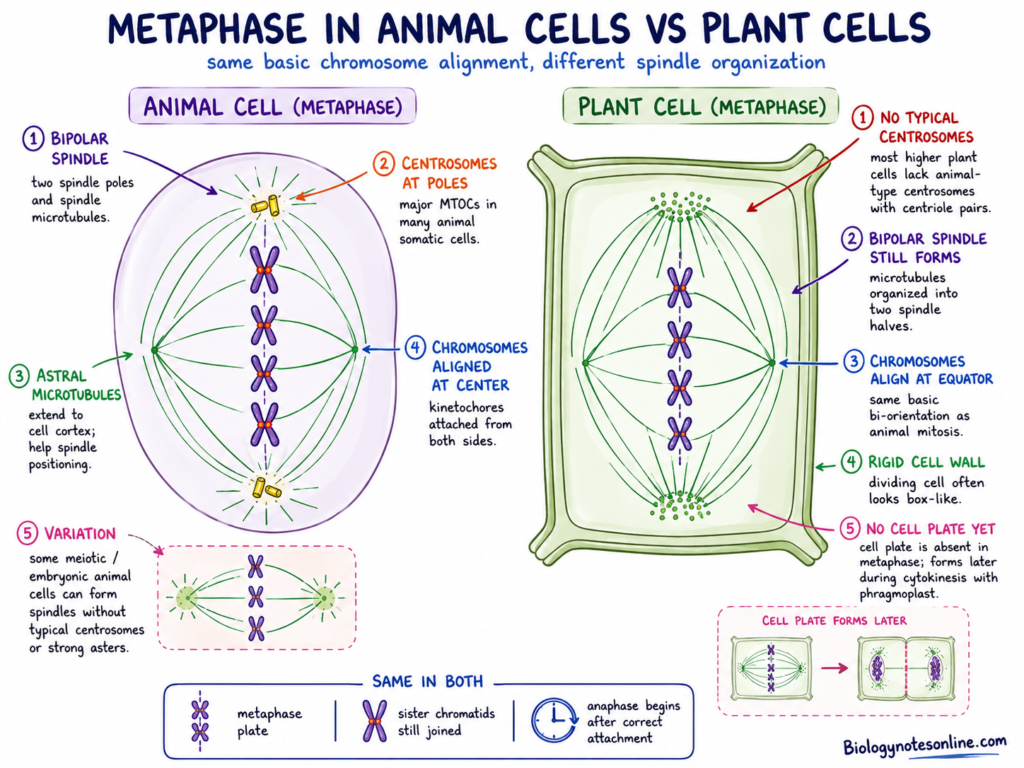 Schematic diagram showing Metaphase in Animal Cells