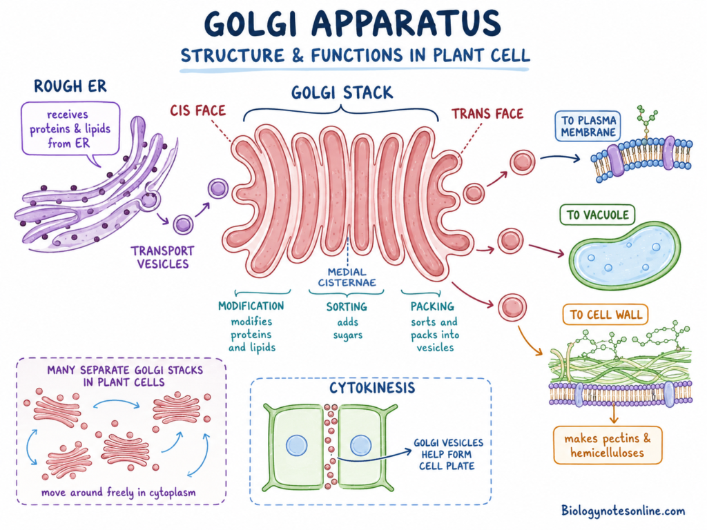 Schematic illustration showing Golgi Apparatus