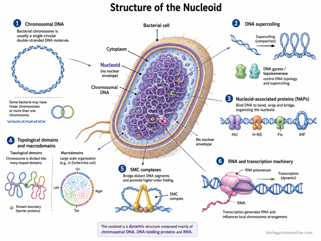 Labelled diagram showing Structure of the Nucleoid