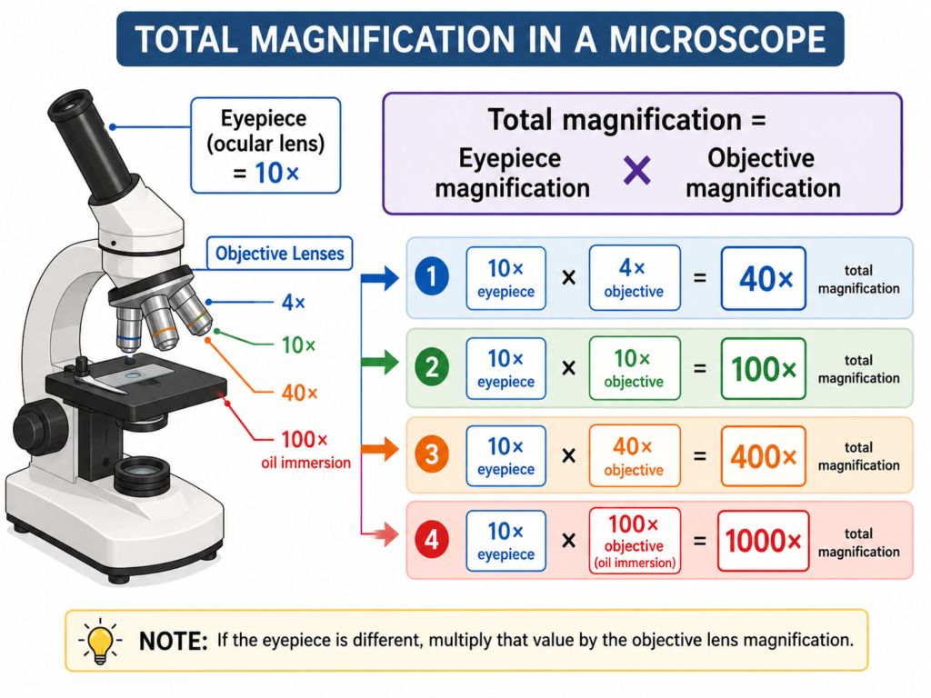 Total magnification calculation diagram