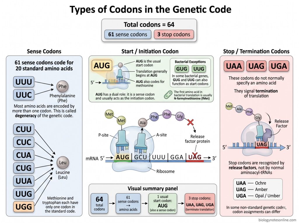 Genetic Code – Definition, Codon Table, Properties, and Examples 4 Types of Codons in the Genetic Code