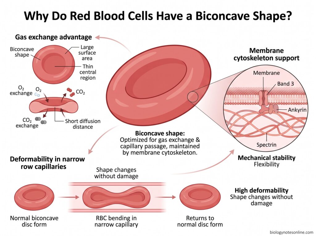 Red Blood Cells (RBCs): Definition, Structure, Functions, Formation and Life Cycle 2 Diagram showing Why Do Red Blood Cells Have a Biconcave Shape