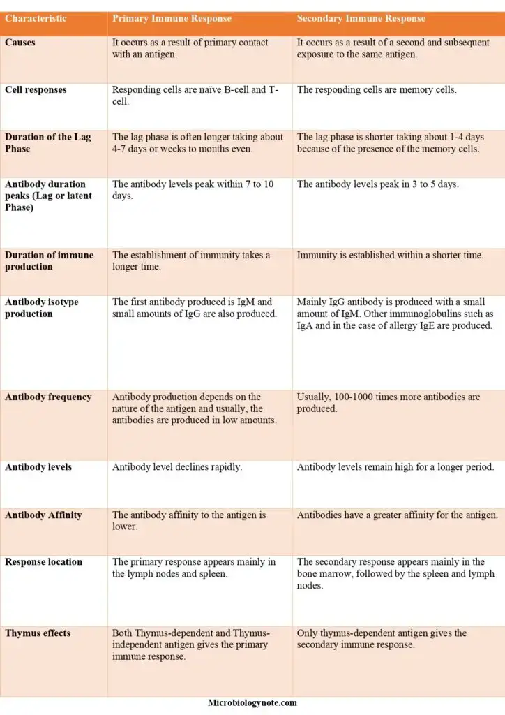 Difference Between Primary Immune Response and Secondary Immune Response
