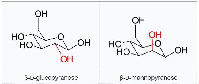 β-D-glucopyranose and β-D-mannopyranose