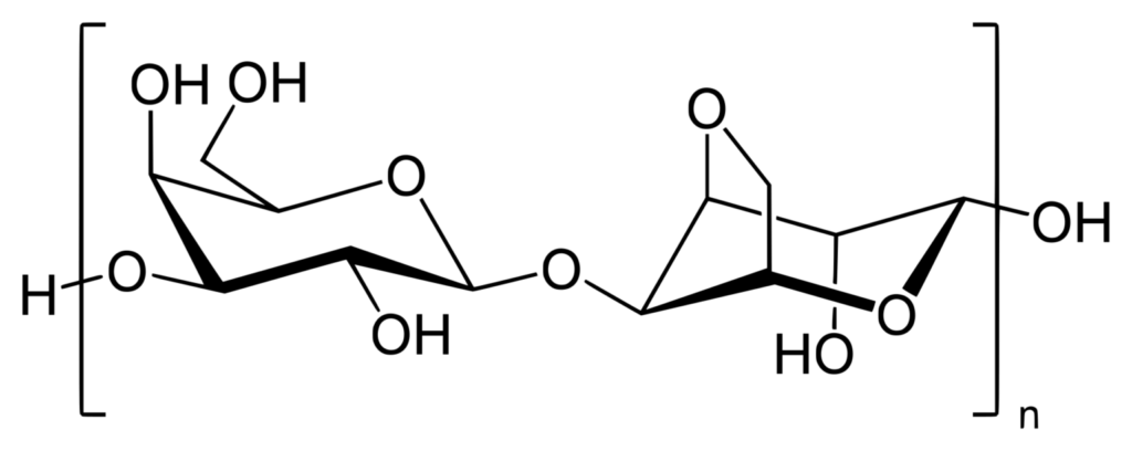 The structure of repeating units of agarose.