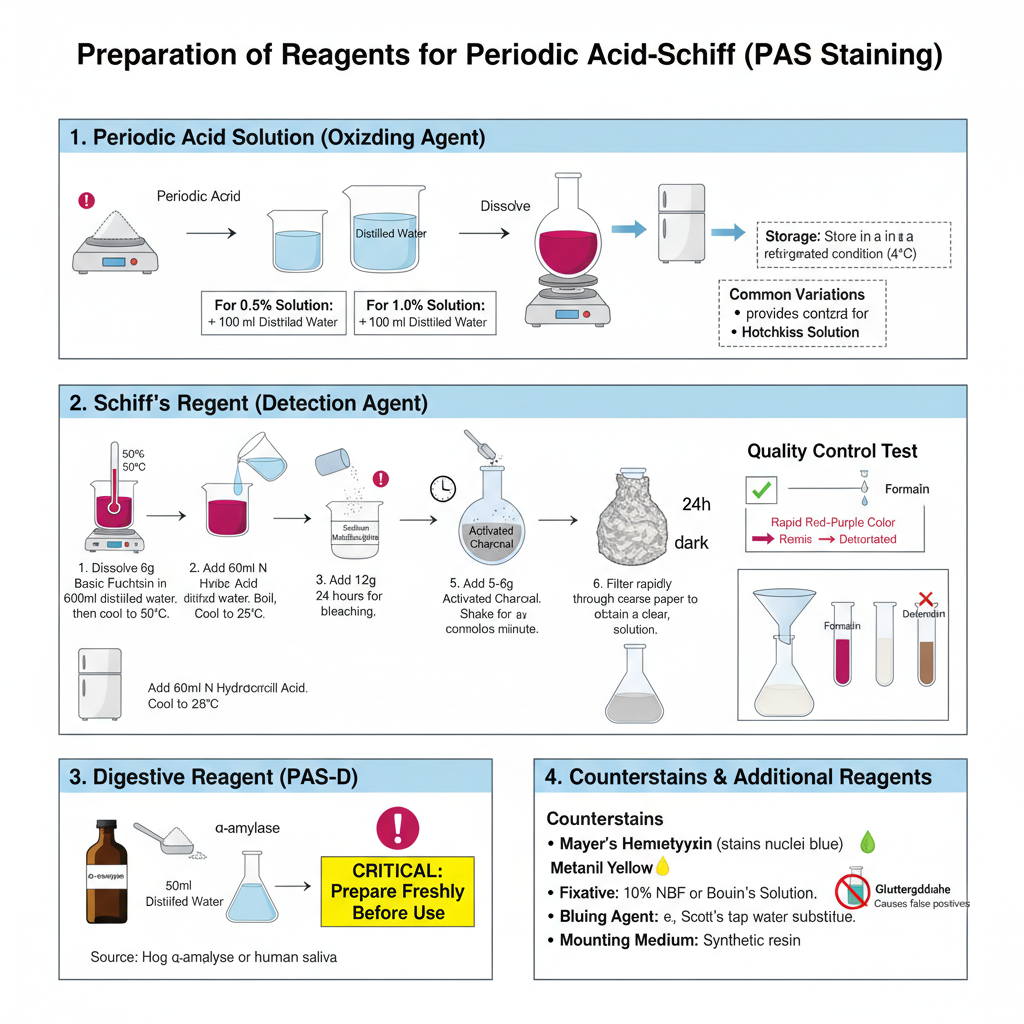 Preparation of Solutions and Reagents for Periodic Acid-Schiff (PAS) Staining