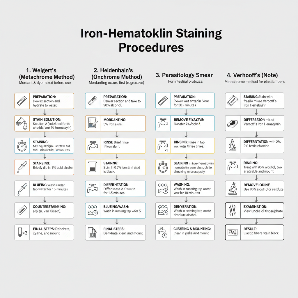 Iron-Hematoxylin Staining - Principle, Procedure, Uses 1 Procedure of Iron-Hematoxylin Staining