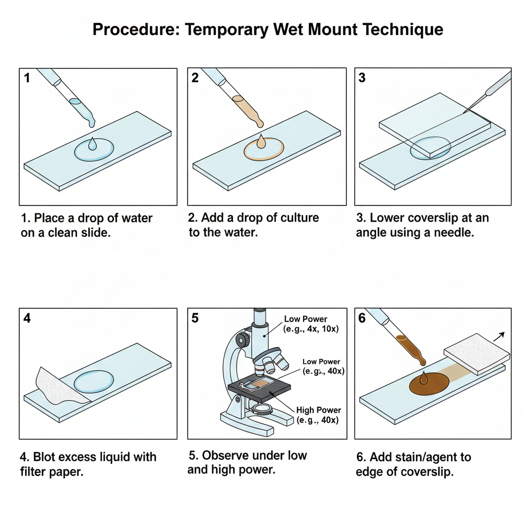 Temporary Wet Mount technique - Procedure, Requirement, Uses 2 Procedure of Temporary Wet Mount Technique