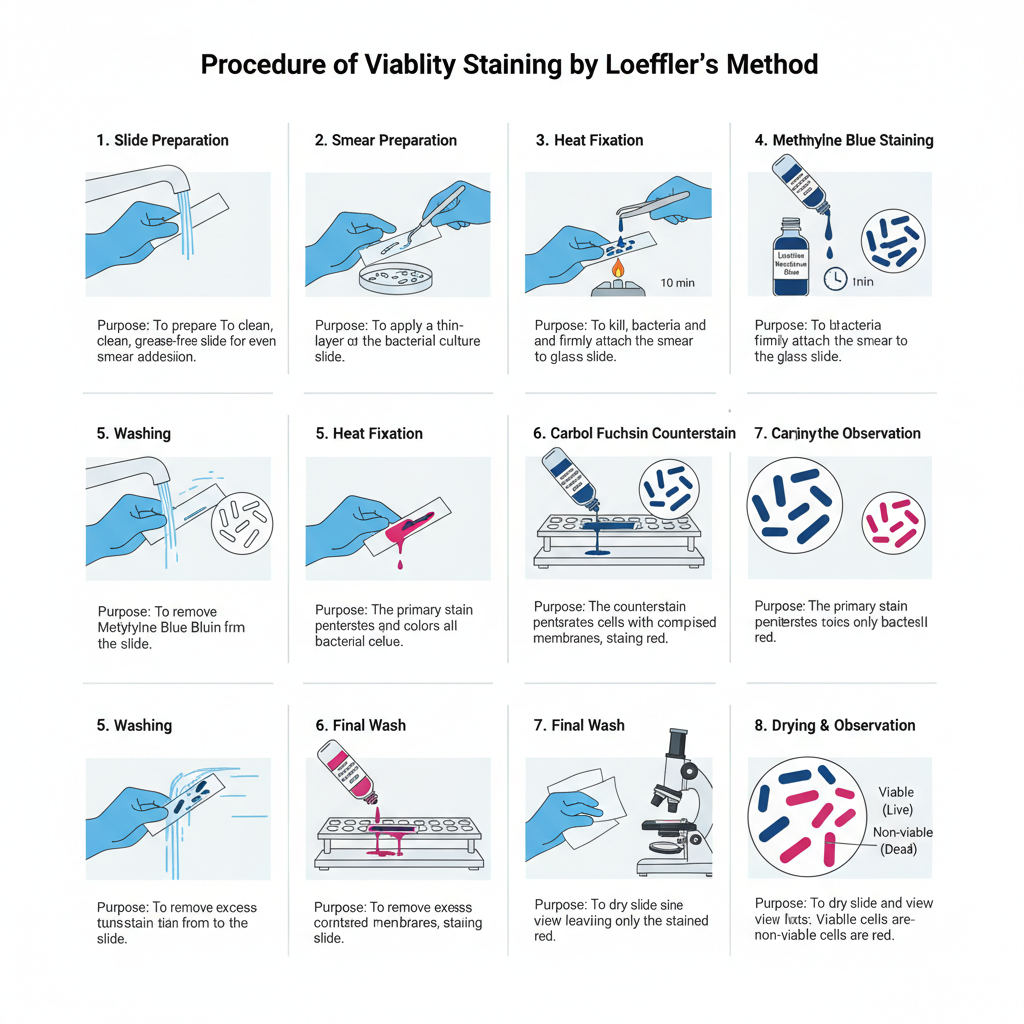 Viability Staining by Loeffler’s Method - Principle, Procedure, Uses 1 Procedure of Viability Staining by Loeffler’s Method