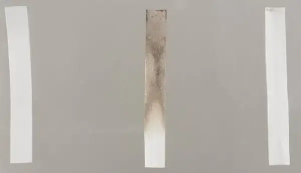 Hydrogen sulfide test using lead acetate paper.