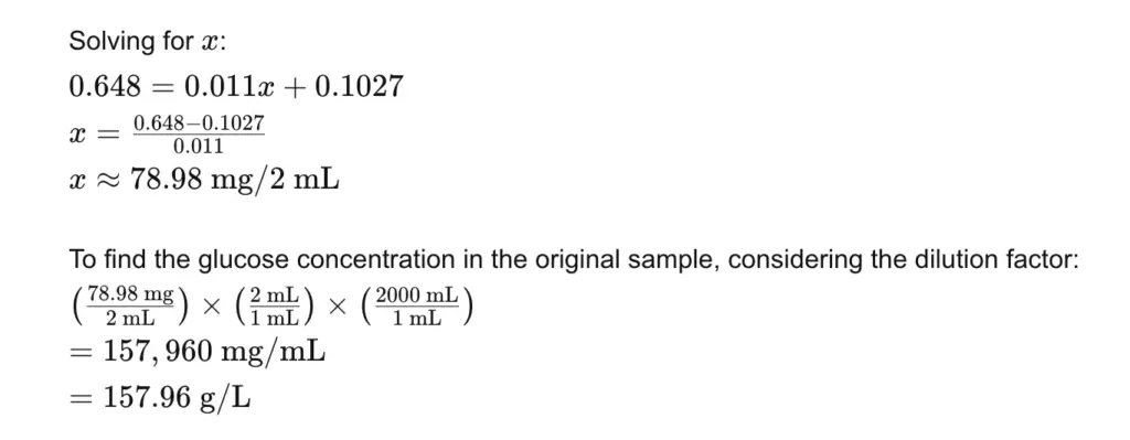 Phenol-Sulfuric Acid Method calculation