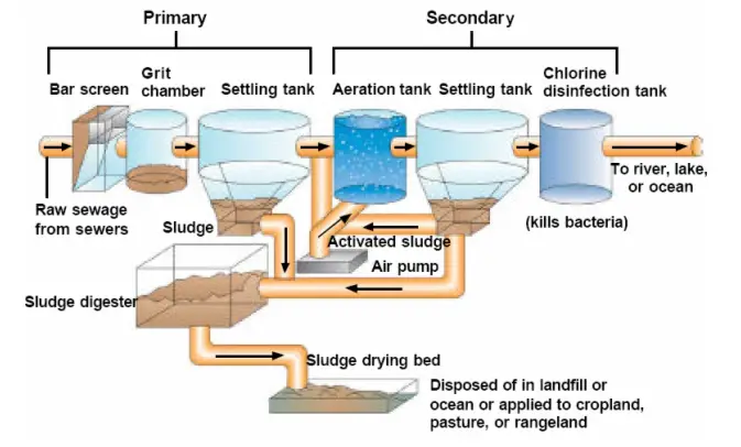 Difference Between primary and secondary sewage treatment