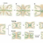 Comparison of primary plasmodesmata formation during cytokinesis with twinning and proposed de novo formation of secondary plasmodesmata in an existing cell wall.