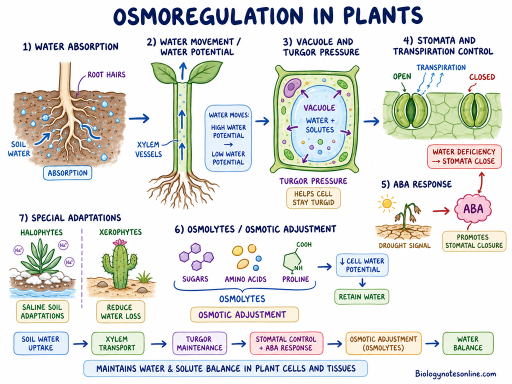 schematic diagram of Osmoregulation in Plants