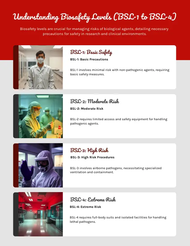 Biosafety levels (BSL-1, BSL-2, BSL-3 and BSL-4) - Primary and Secondary Barriers, Agents 7 Understanding Biosafety Levels (BSL-1 to BSL-4)