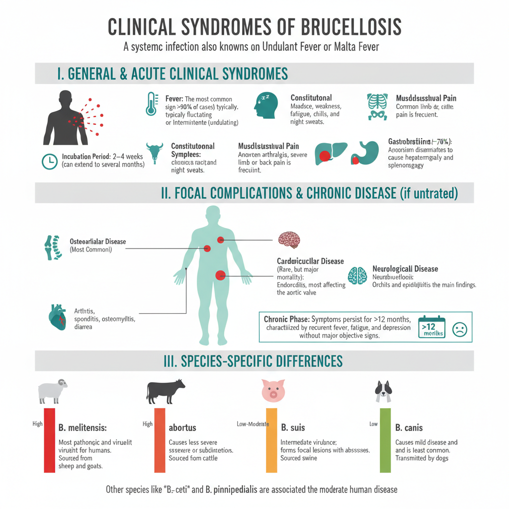 Brucella - Habitat, Morphology, Pathogenesis, Treatment 4 Clinical Syndromes of Brucellosis