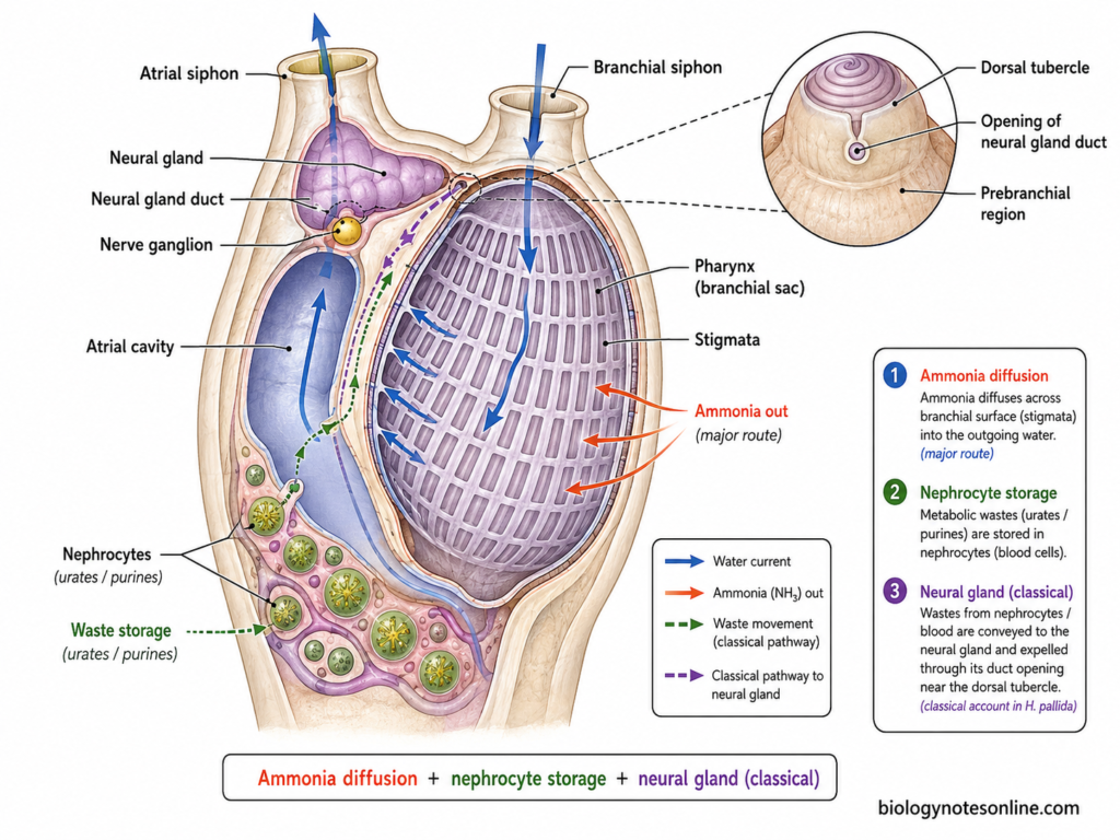 Diagram showing Excretion of Herdmania