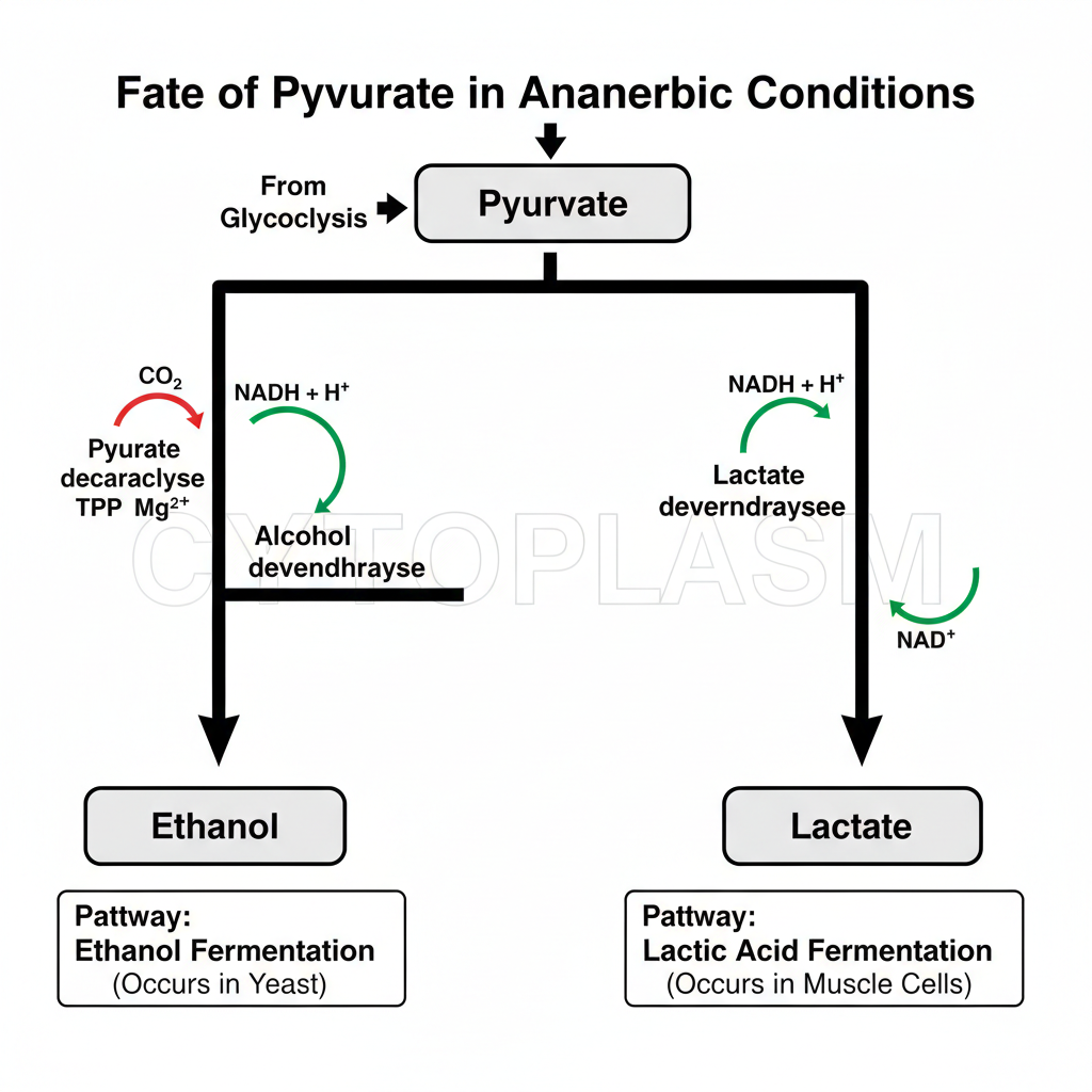 Fate of Pyruvate in Absence of oxygen