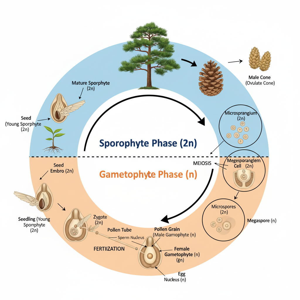 Archegoniate - Unifying features of archegoniates, Transition to land habit, Alternation of generations 3 Gymnosperm