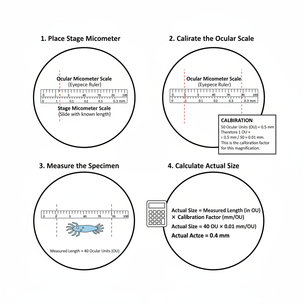 Ocular Micrometer - Definition, Principle, Parts, Applications 1 Ocular Micrometer procedure