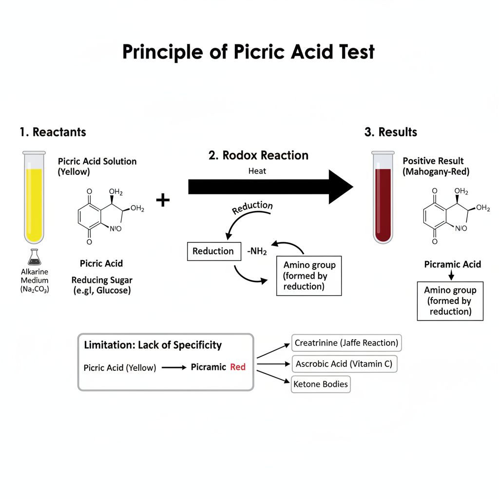 Principle of Picric Acid Test