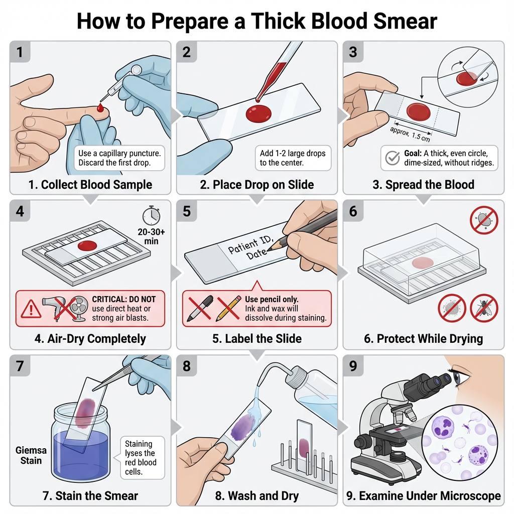 Thick and Thin Blood Smear Preparation 3 Procedure of Thick Blood Smear Preparation