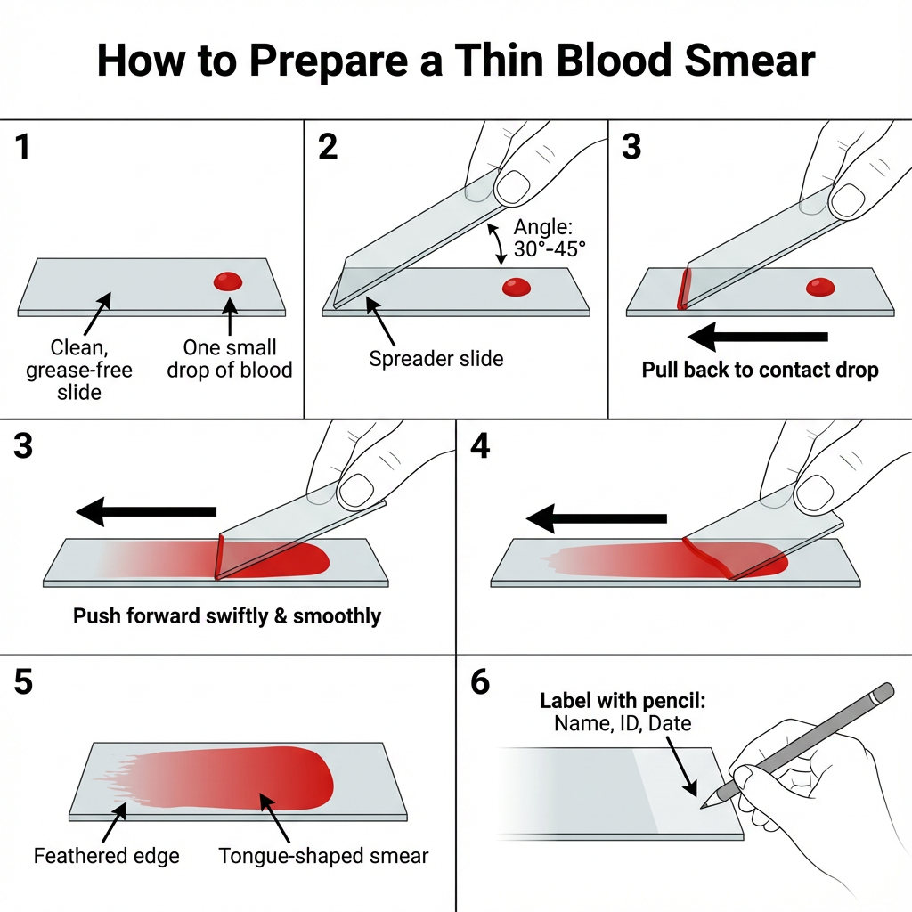 Thick and Thin Blood Smear Preparation 5 Procedure of Thin Blood Smear
