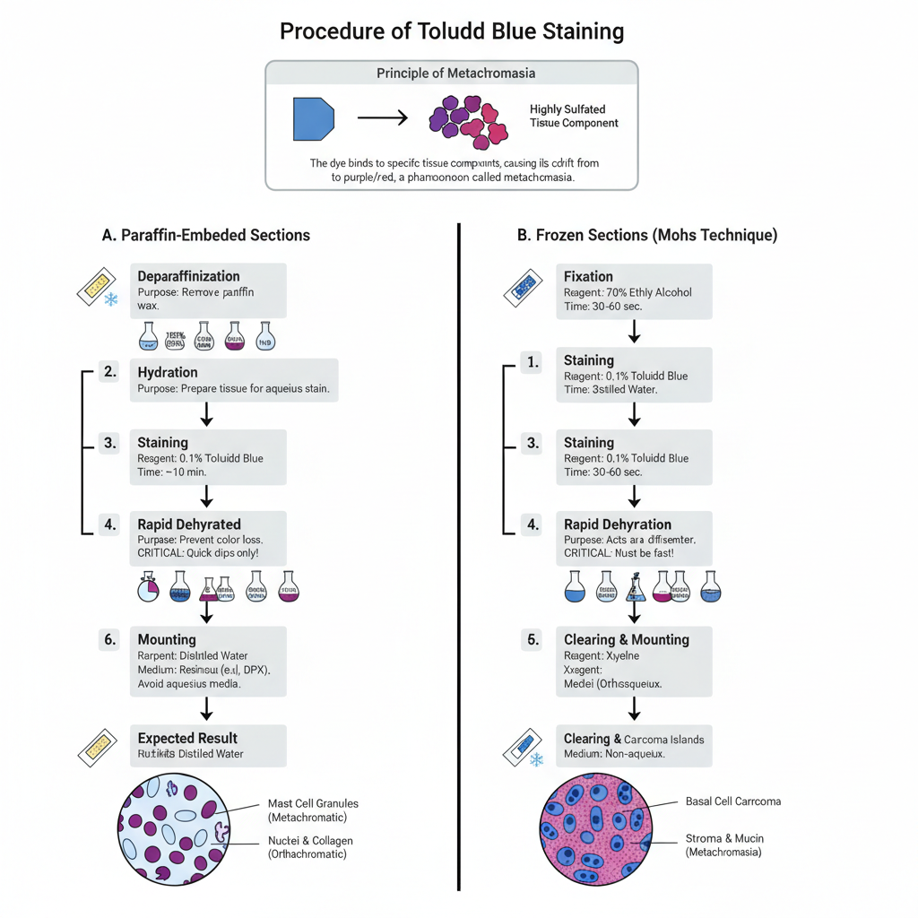 Toluidine Blue Staining - Principle, Procedure, Uses 1 Procedure of Toluidine Blue Staining