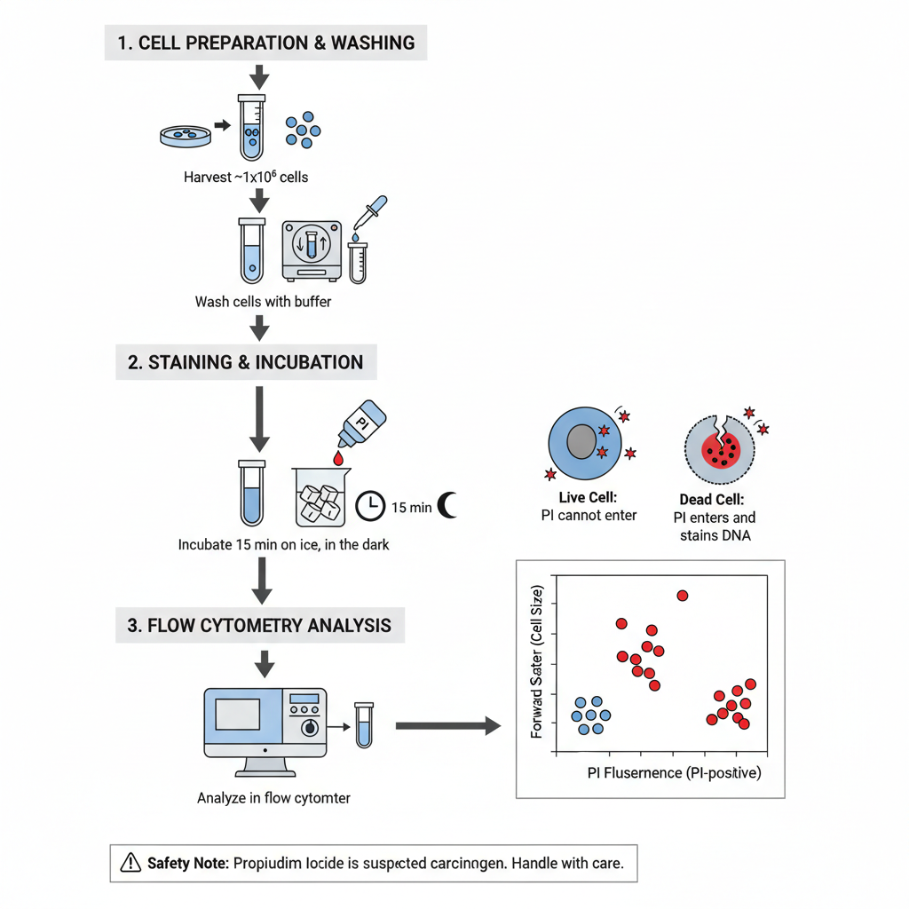 Cell Viability test using Propidium Iodide (PI) - Principle, Procedure, uses 2 Procedure of Viability test by propidium iodide