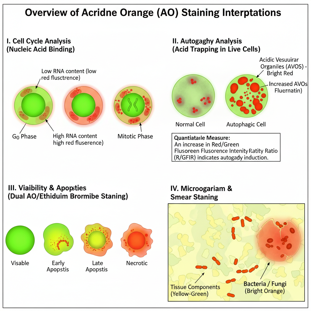 Result interpretation  of Acridine Orange Staining