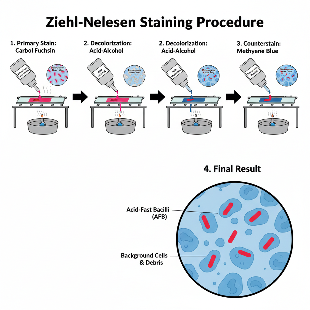 Ziehl Neelsen Stain Steps:Procedure