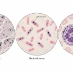 Comparative microscopy illustration showing blue-black lipid droplets in frozen tissue, dark intracellular bacterial inclusions, and cytoplasmic granules in a Sudan Black B-positive neutrophil.